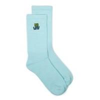 Mens Aqua Blue No Way Badge Tube Socks, Blue