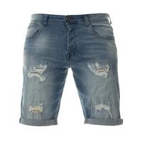 mens distressed light wash denim shorts