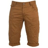 Mens Designer Tan Narrow Fit Shorts With Embossed Branding