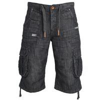 Mens Designer Darkwash Cargo Combat Denim Shorts