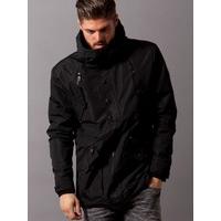 Mens Hoody Jacket With Cross Pockets Detail Style Evergreen Black