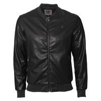 mens bomber pu jacket with zip fastening style escape black