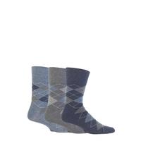 mens 3 pair gentle grip argyle cotton socks