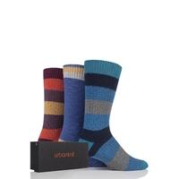 mens 3 pair urban knit striped cotton socks in gift box