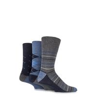 mens 3 pair gentle grip archie mixed pattern cotton socks