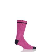 Mens 1 Pair SockShop of London Fashion Rib Cotton Socks With Contrast Heel and Toe