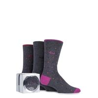 Mens 3 Pair Pringle Gift Boxed Rosewell Plain, Spotty and Square Cotton Socks