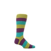 Mens 1 Pair Scott Nichol Cotton Rib Block Stripe Socks