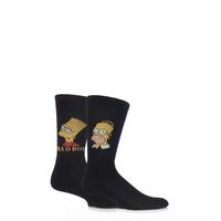 Mens 2 Pair TM The Simpsons Homer and Bart Socks with Cushioned Sole