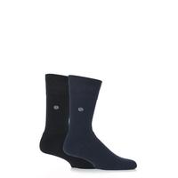 Mens 2 Pair Gentle Grip Plain Cushioned Socks In Black and Navy