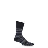 mens 1 pair gentle grip cushioned foot monochrome stripe socks