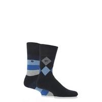 Mens 2 Pair Gentle Grip Diamond Stripe Cushioned Socks