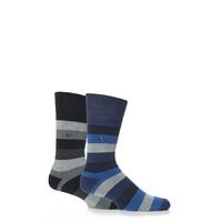 mens 2 pair gentle grip bold stripe cushioned socks