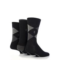 Mens 3 Pair Pringle Classic Bamboo Argyle Socks