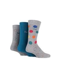 Mens 3 Pair Pringle Clarkston Plain, Circles and Spotty Cotton Socks