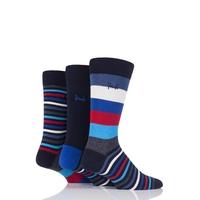 Mens 3 Pair Pringle Shetland Varied Stripe Cotton Socks