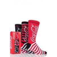 Mens 3 Pair Coca Cola Striped Cotton Socks