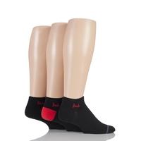 Mens 3 Pair Pringle Plain Cotton Secret Socks with Striped Toe