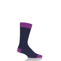 Mens 1 Pair SockShop of London 85% Cashmere Contrast Top Heel and Toe Ribbed Socks