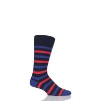 Mens 1 Pair Scott Nichol Merton Rib Striped Cotton Socks with Contrast Heel and Toe