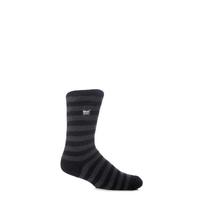 Mens 1 Pair SockShop Heat Holders Two Tone Striped Thermal Socks