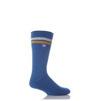 Mens 1 Pair Heat Holders For Football Fans Socks Blue, White & Yellow