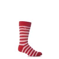 Mens 1 Pair Heat Holders For Football Fans Socks In Red & White Stripe