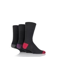 Mens 3 Pair Gentle Grip James Cotton Socks with Contrast Heel and Toe