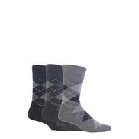 mens 3 pair gentle grip argyle cotton socks