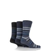 mens 3 pair gentle grip striped cotton socks