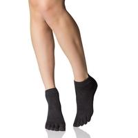 Mens and Ladies 1 Pair ToeSox Full Toe Organic Cotton Ankle Yoga Socks In Black