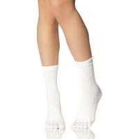 Mens and Ladies 1 Pair ToeSox Lightweight Full Toe Crew Sports Socks In White