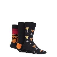 Mens 3 Pair Pringle Sunset and Cocktails Cotton Novelty Socks