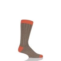 Mens 1 Pair SockShop of London 85% Cashmere Contrast Top Heel and Toe Ribbed Long Calf Socks