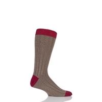 Mens 1 Pair SockShop of London 85% Cashmere Contrast Top Heel and Toe Ribbed Long Calf Socks
