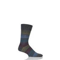 Mens 1 Pair Burlington Prism Fine Stripe Cotton Socks