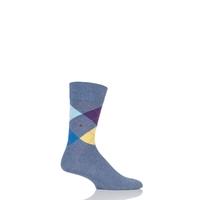 Mens 1 Pair Burlington King 4 Way Argyle Cotton Socks