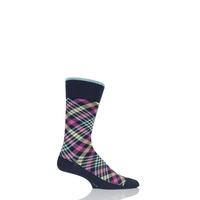 mens 1 pair burlington bright check cotton socks