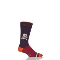 Mens 1 Pair Corgi Heavyweight 100% Cotton Skull Socks with Contrast Heel, Toe and Tipping