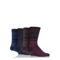 Mens 4 Pair Farah Marl Striped Cotton Blend Boot Socks