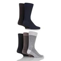 Mens 5 Pair Farah Gentle Grip Vertical Striped Cotton Socks