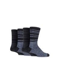 Mens 4 Pair Farah Marl Striped Cotton Blend Boot Socks