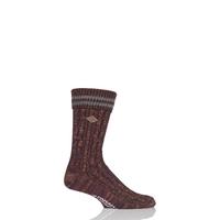 Mens 1 Pair Farah 1920 Cotton Cable Knit Boot Socks with Turn Over Top