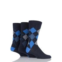 Mens 3 Pair Farah Classic Deluxe Argyle Cotton Socks