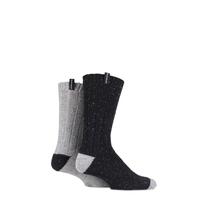 Mens 2 Pair Glenmuir Merino Wool Blend Ribbed Marl Boot Socks