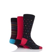 Mens 3 Pair Glenmuir Spots Stripe and Plain Bamboo Socks