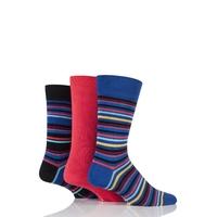 Mens 3 Pair Glenmuir Multi Stripe and Plain Bamboo Socks