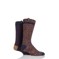 mens 2 pair glenmuir wool blend ribbed and plain contrast heel and toe ...