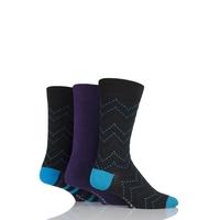 Mens 3 Pair Glenmuir Plain and Zig Zag Squared Bamboo Socks