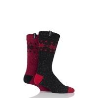 Mens 2 Pair Glenmuir Wool Blend Fairisle Speckled Yarn Boot Socks